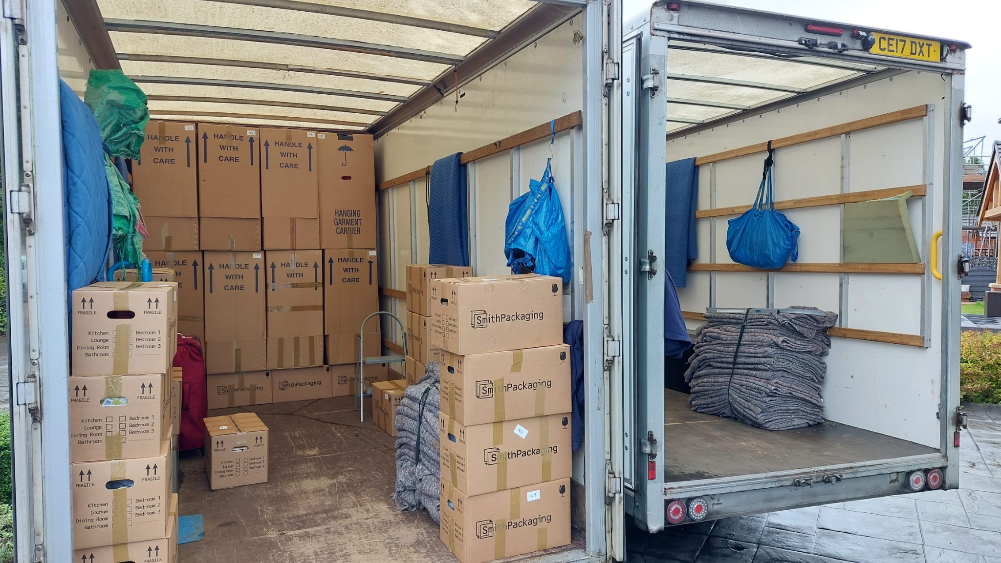 Loaded removal trucks